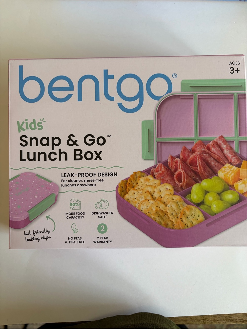 Bentgo Kids Snap & Go Lunch Box Pink Green Leak-Proof BPA-Free 4.2 Cup Capacity